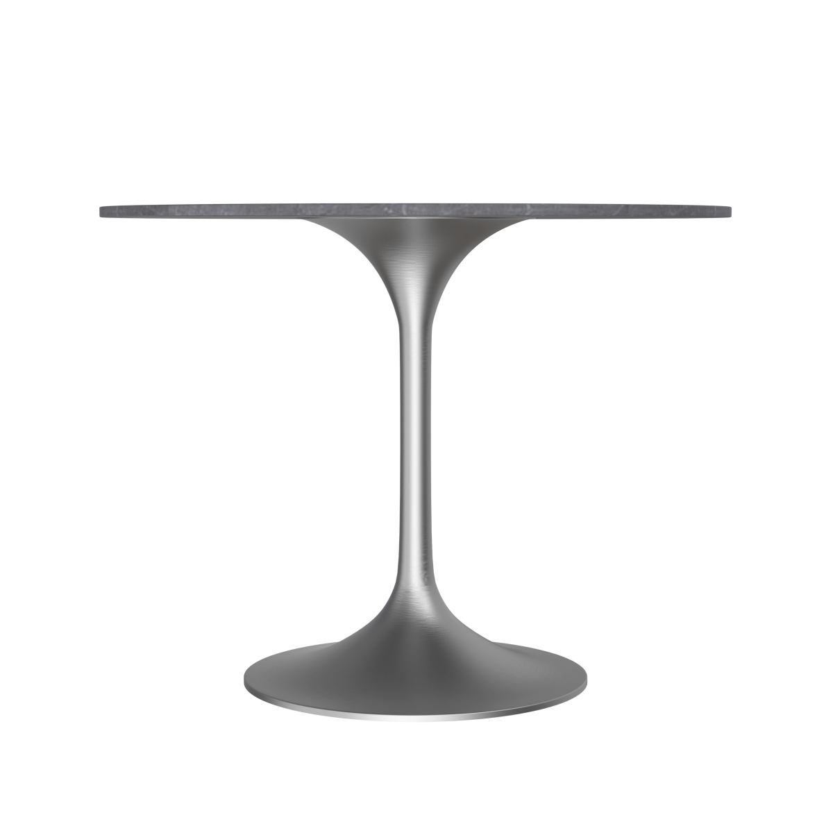 Verve Round Dining Table with MDF/Sintered Stone/Resin Tabletop in Silver Stainless Steel Pedestal Base Sintered Stone 36 Inch Grey Dining Table Leisuremod