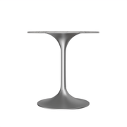 Verve Round Dining Table with MDF/Sintered Stone/Resin Tabletop in Silver Stainless Steel Pedestal Base Sintered Stone 27 Inch White Dining Table Leisuremod