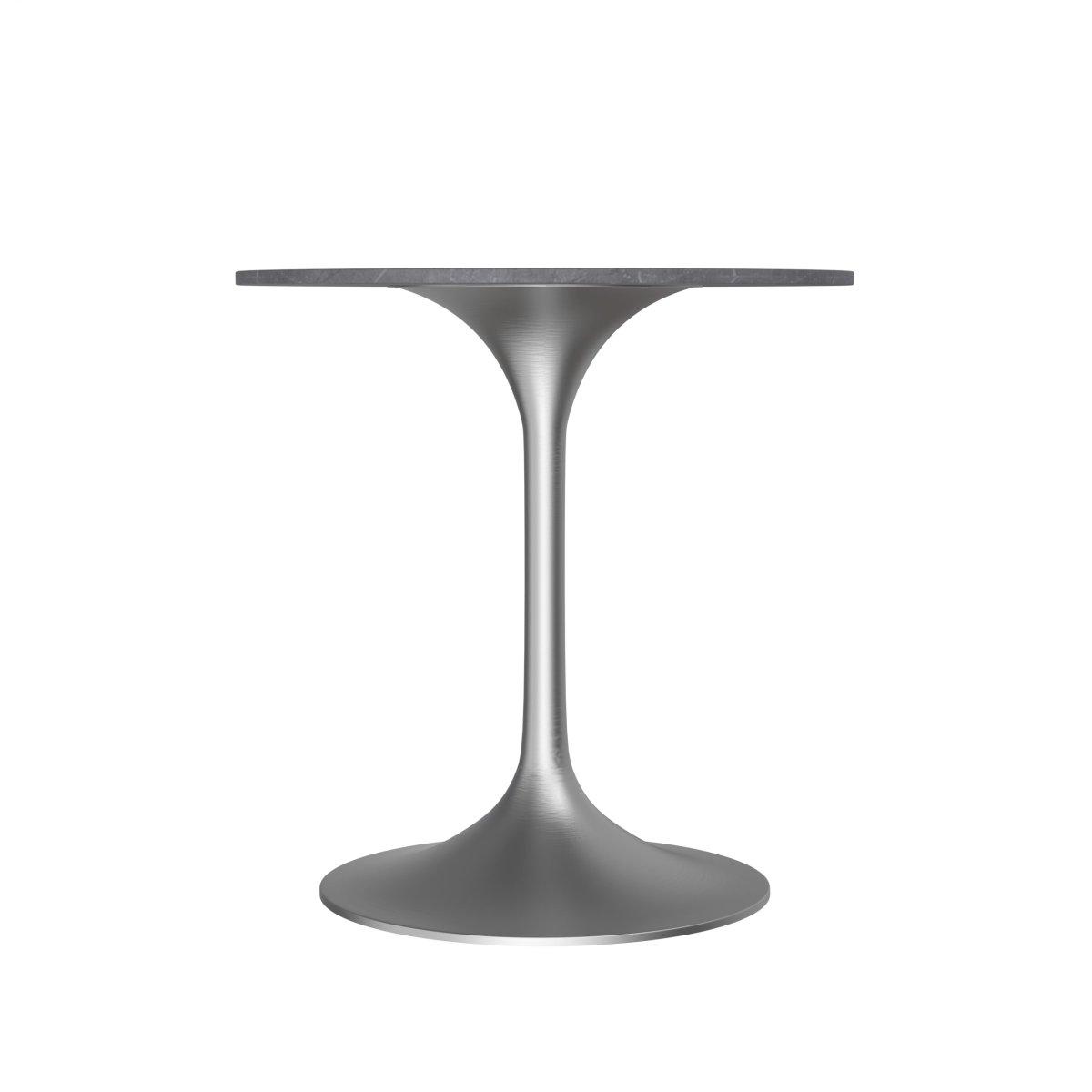 Verve Round Dining Table with MDF/Sintered Stone/Resin Tabletop in Silver Stainless Steel Pedestal Base Sintered Stone 27 Inch Grey Dining Table Leisuremod