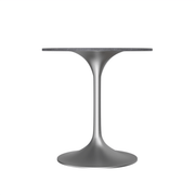 Verve Round Dining Table with MDF/Sintered Stone/Resin Tabletop in Silver Stainless Steel Pedestal Base Sintered Stone 27 Inch Grey Dining Table Leisuremod