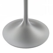 Verve Round Dining Table with MDF/Sintered Stone/Resin Tabletop in Silver Stainless Steel Pedestal Base Resin 48 Inch White Resin Dining Table Leisuremod