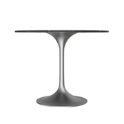 Verve Round Dining Table with MDF/Sintered Stone/Resin Tabletop in Silver Stainless Steel Pedestal Base Sintered Stone 36 Inch Black Stone Dining Table Leisuremod