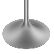 Verve Round Dining Table with MDF/Sintered Stone/Resin Tabletop in Silver Stainless Steel Pedestal Base Sintered Stone 36 Inch White Dining Table Leisuremod