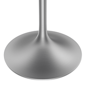 Verve Round Dining Table with MDF/Sintered Stone/Resin Tabletop in Silver Stainless Steel Pedestal Base Sintered Stone 36 Inch Grey Dining Table Leisuremod