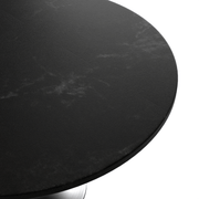 Verve Round Dining Table with MDF/Sintered Stone/Resin Tabletop in Silver Stainless Steel Pedestal Base MDF 48 Inch Black MDF Dining Table Leisuremod