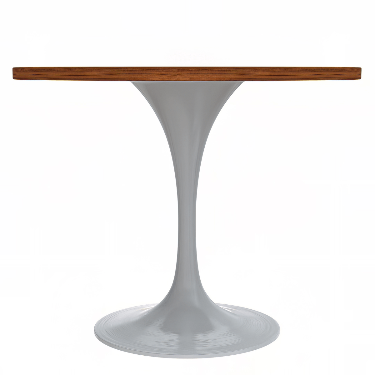 Verve Round Dining Table with MDF/Sintered Stone/Resin Tabletop in White Stainless Steel Pedestal Base MDF 36 Inch Cognac Brown Dining Table Leisuremod