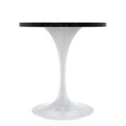 Verve Round Dining Table with MDF/Sintered Stone/Resin Tabletop in White Stainless Steel Pedestal Base MDF 27 Inch Black Dining Table Leisuremod