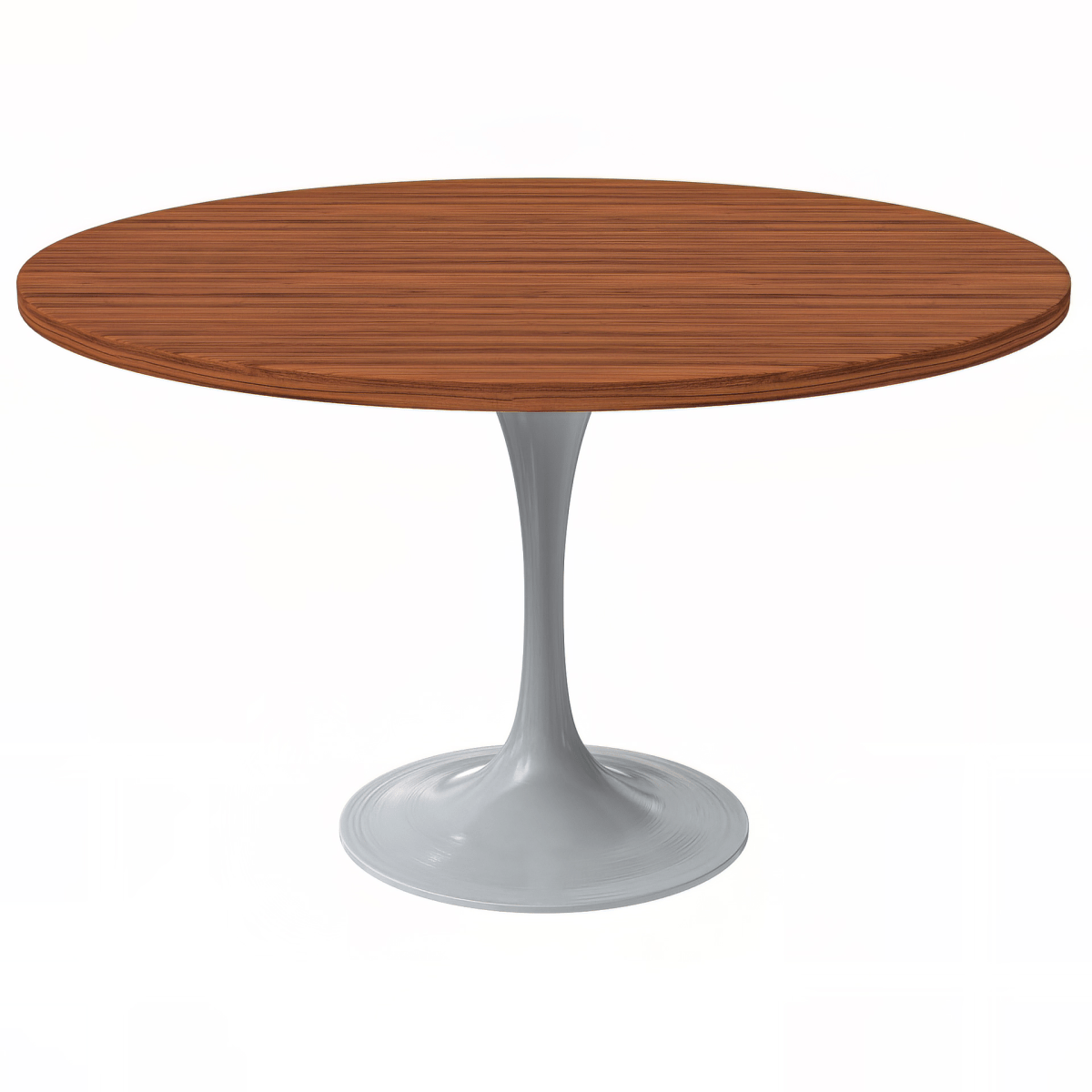 Verve Round Dining Table with MDF/Sintered Stone/Resin Tabletop in White Stainless Steel Pedestal Base MDF 48 Inch Cognac Brown Dining Table Leisuremod