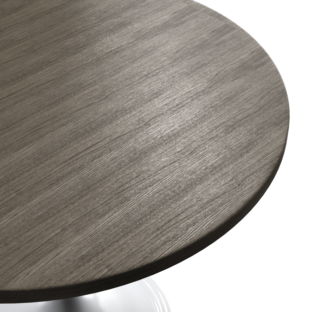 Verve Round Dining Table with MDF/Sintered Stone/Resin Tabletop in White Stainless Steel Pedestal Base MDF 36 Inch Dark Maple Dining Table Leisuremod
