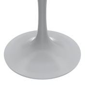 Verve Round Dining Table with MDF/Sintered Stone/Resin Tabletop in White Stainless Steel Pedestal Base MDF 27 Inch Natural Wood Dining Table Leisuremod