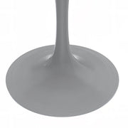 Verve Round Dining Table with MDF/Sintered Stone/Resin Tabletop in White Stainless Steel Pedestal Base MDF 48 Inch Cognac Brown Dining Table Leisuremod