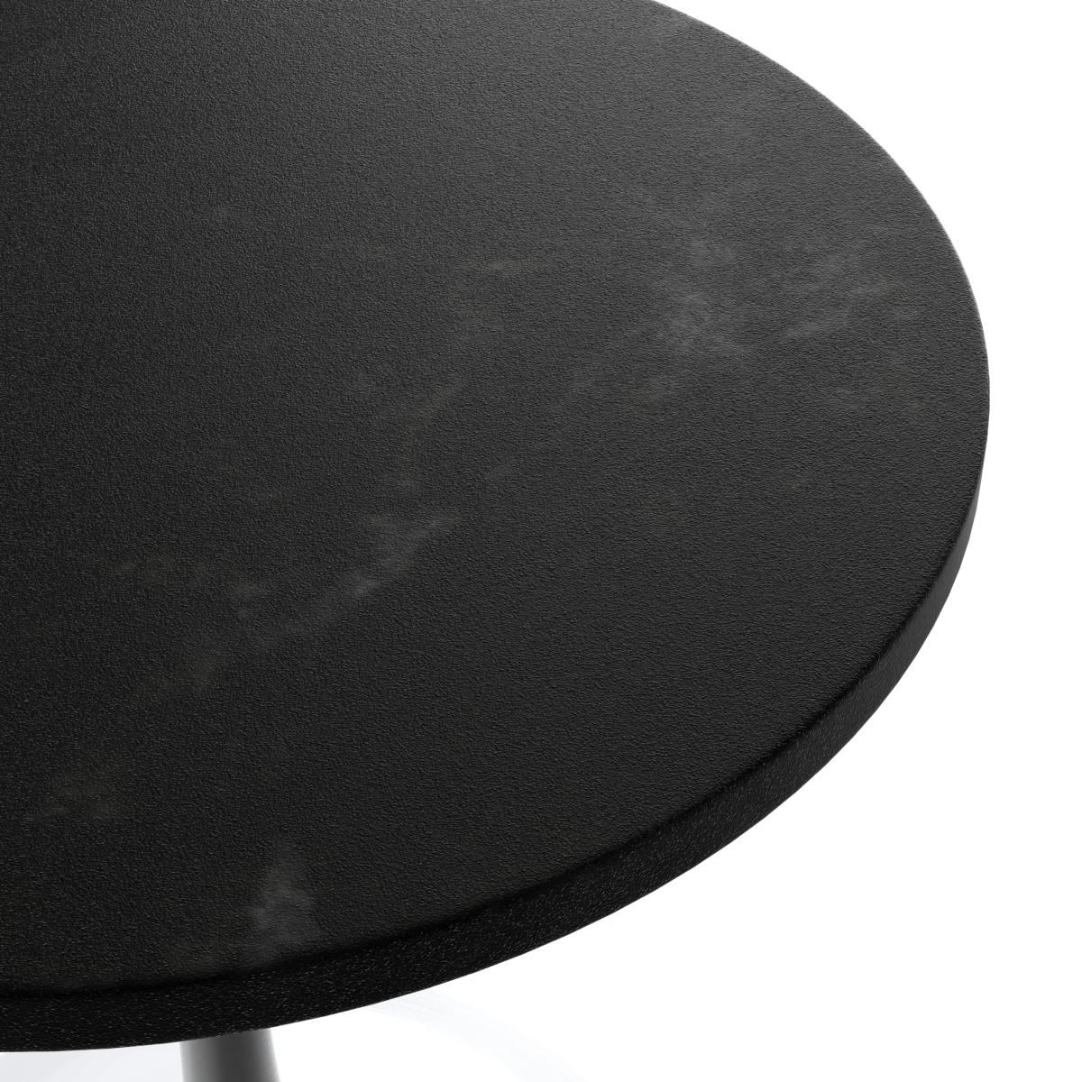Verve Round Dining Table with MDF/Sintered Stone/Resin Tabletop in White Stainless Steel Pedestal Base MDF 27 Inch Black Dining Table Leisuremod