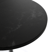 Verve Round Dining Table with MDF/Sintered Stone/Resin Tabletop in White Stainless Steel Pedestal Base MDF 27 Inch Black Dining Table Leisuremod
