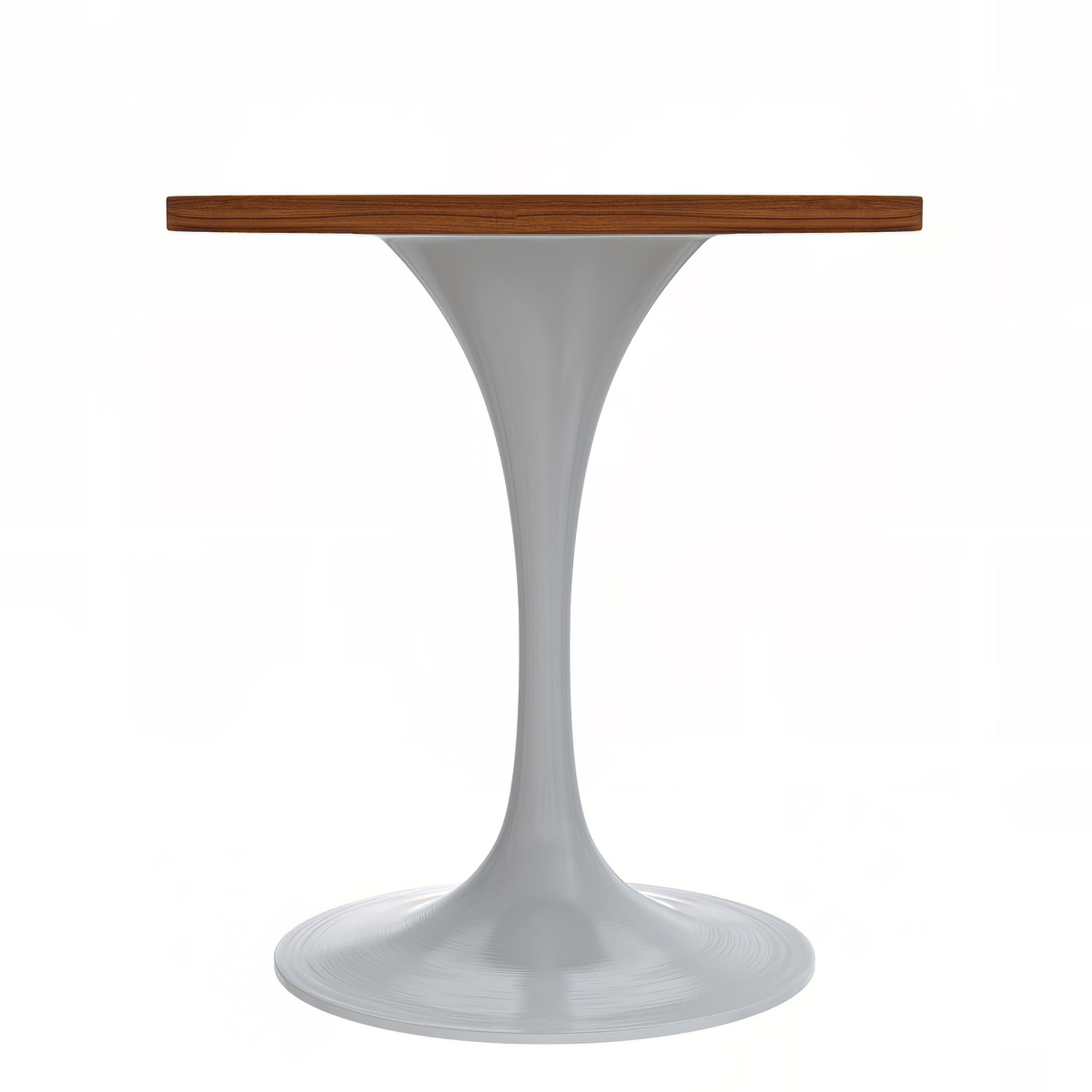 Verve Round Dining Table with MDF/Sintered Stone/Resin Tabletop in White Stainless Steel Pedestal Base MDF 27 Inch Cognac Brown Dining Table Leisuremod