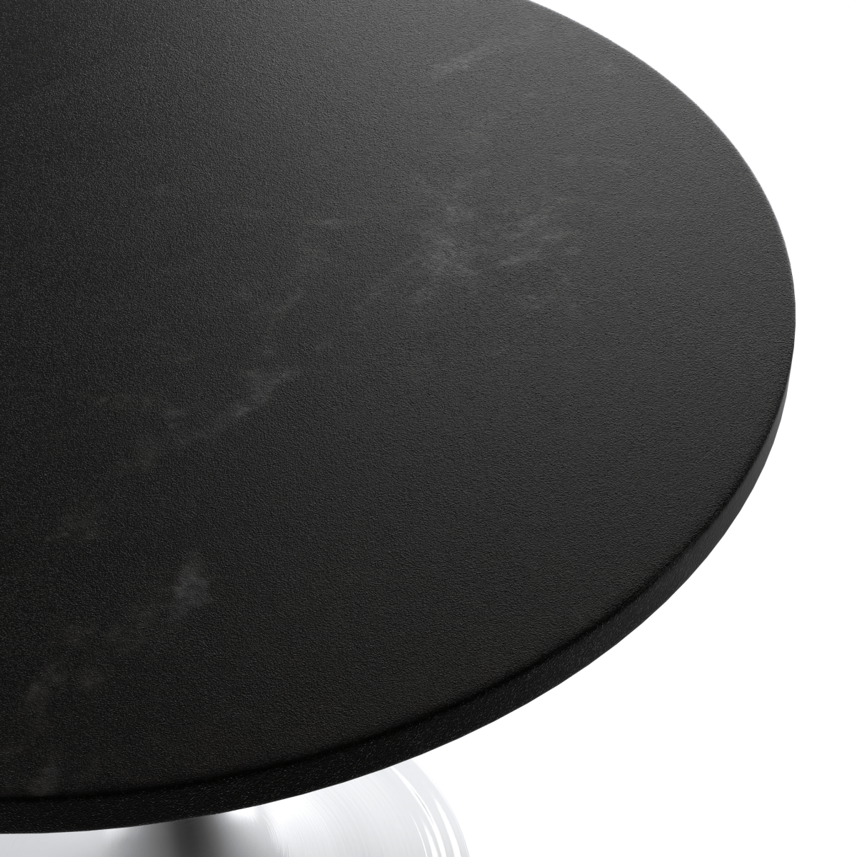 Verve Round Dining Table with MDF/Sintered Stone/Resin Tabletop in White Stainless Steel Pedestal Base MDF 36 Inch Black Dining Table Leisuremod