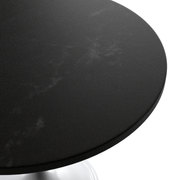 Verve Round Dining Table with MDF/Sintered Stone/Resin Tabletop in White Stainless Steel Pedestal Base MDF 36 Inch Black Dining Table Leisuremod