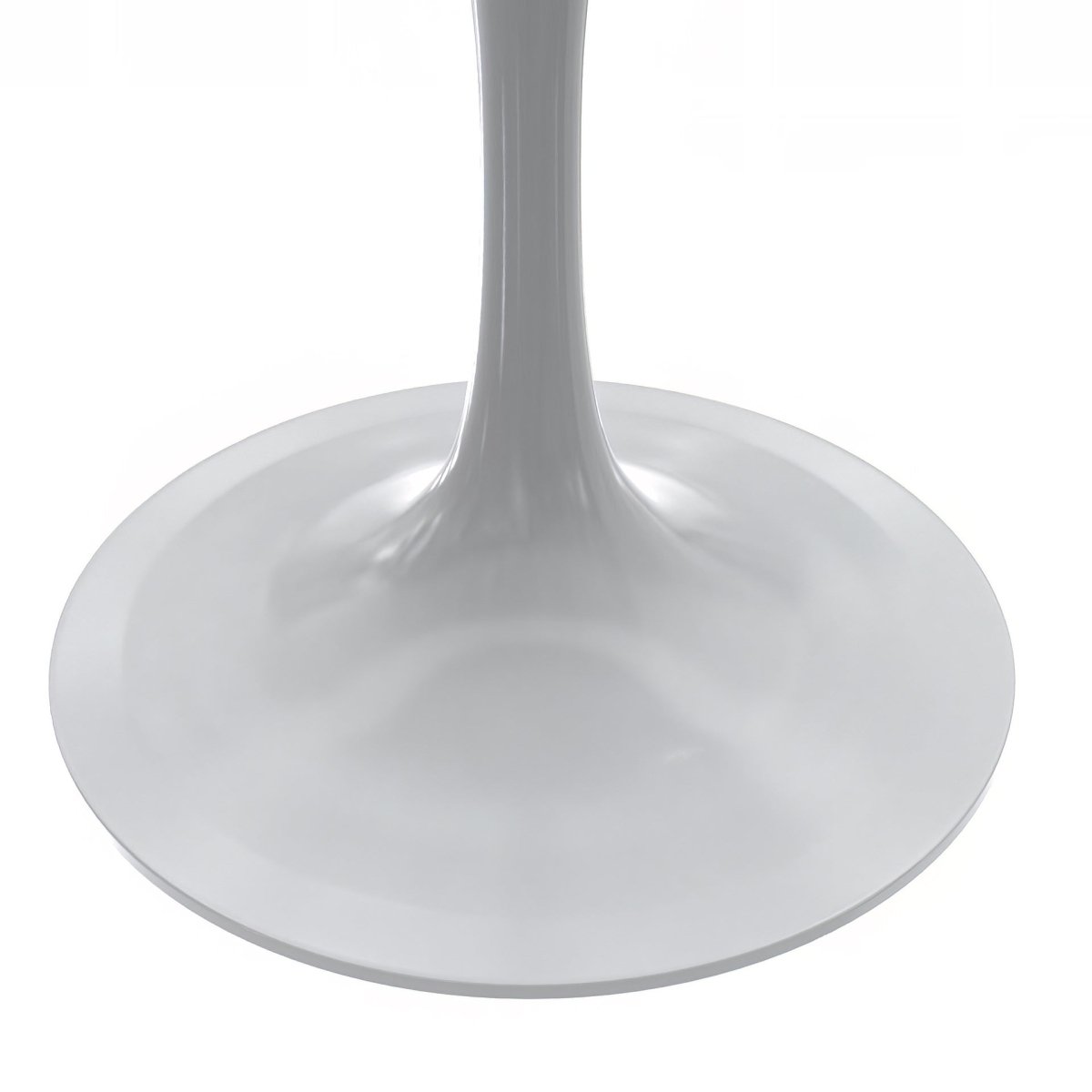 Verve Round Dining Table with MDF/Sintered Stone/Resin Tabletop in White Stainless Steel Pedestal Base Resin 36 Inch White Resin Dining Table Leisuremod