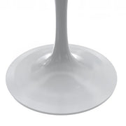 Verve Round Dining Table with MDF/Sintered Stone/Resin Tabletop in White Stainless Steel Pedestal Base Resin 36 Inch White Resin Dining Table Leisuremod