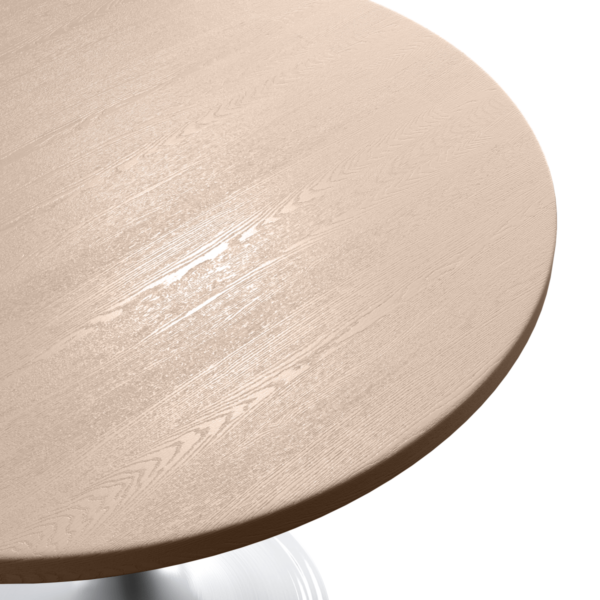 Verve Round Dining Table with MDF/Sintered Stone/Resin Tabletop in White Stainless Steel Pedestal Base MDF 36 Inch Natural Wood Dining Table Leisuremod