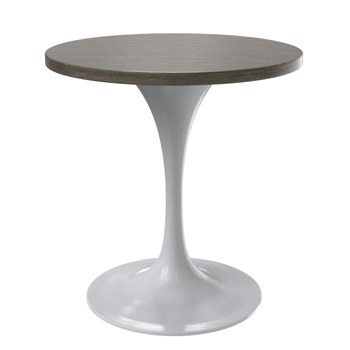 Verve Round Dining Table with MDF/Sintered Stone/Resin Tabletop in White Stainless Steel Pedestal Base MDF 27 Inch Dark Maple Dining Table Leisuremod