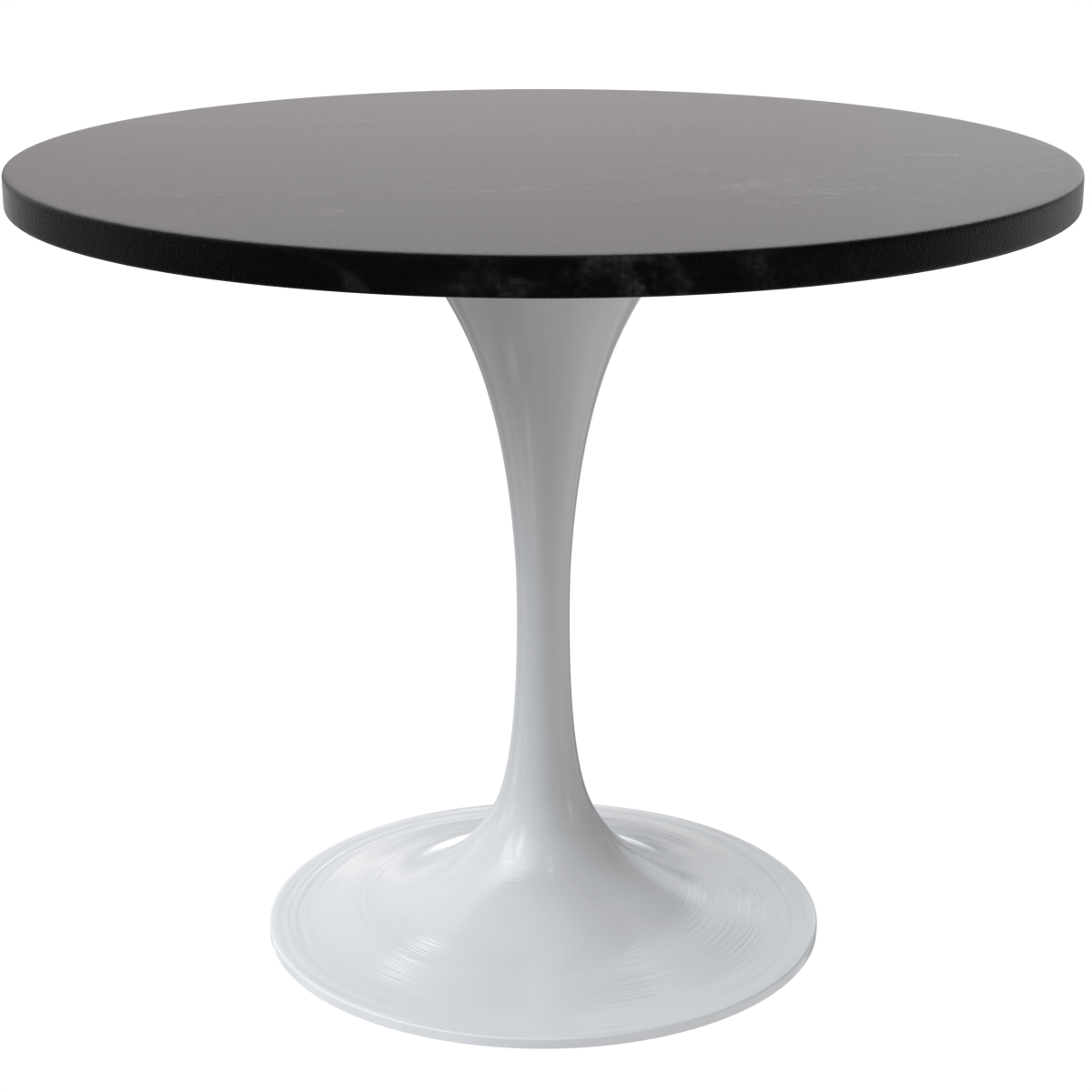 Verve Round Dining Table with MDF/Sintered Stone/Resin Tabletop in White Stainless Steel Pedestal Base MDF 36 Inch Black Dining Table Leisuremod