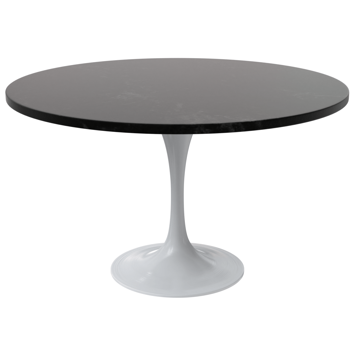 Verve Round Dining Table with MDF/Sintered Stone/Resin Tabletop in White Stainless Steel Pedestal Base MDF 48 Inch Black Dining Table Leisuremod