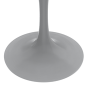 Verve Round Dining Table with MDF/Sintered Stone/Resin Tabletop in White Stainless Steel Pedestal Base MDF 48 Inch Dark Maple Dining Table Leisuremod