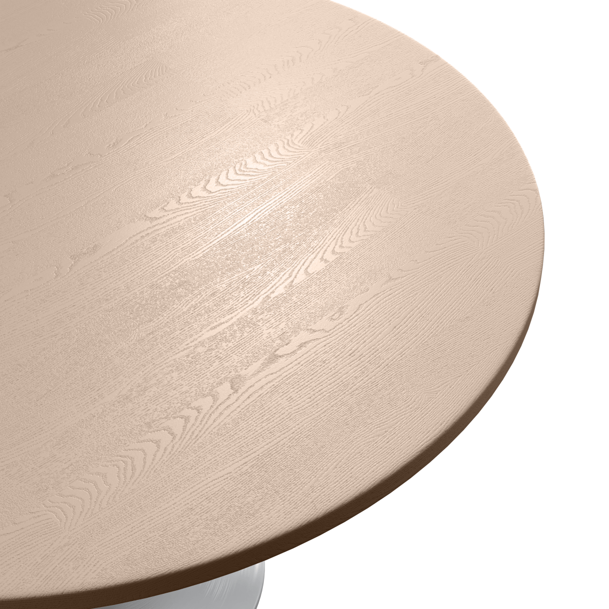 Verve Round Dining Table with MDF/Sintered Stone/Resin Tabletop in White Stainless Steel Pedestal Base MDF 48 Inch Natural Wood Dining Table Leisuremod