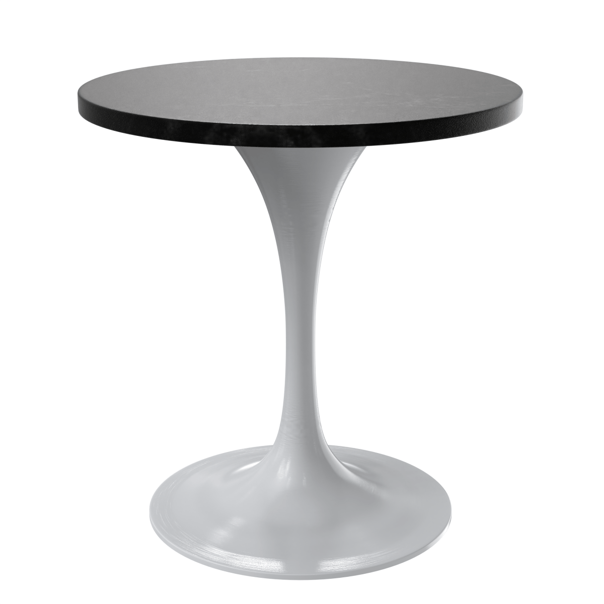 Verve Round Dining Table with MDF/Sintered Stone/Resin Tabletop in White Stainless Steel Pedestal Base MDF 27 Inch Black Dining Table Leisuremod
