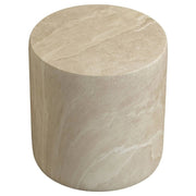 Vintara Round Fiberstone Side Table with Brushed Finish – Indoor & Outdoor Accent Table Stone Marble Side Table LeisureMod