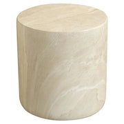 Vintara Round Fiberstone Side Table with Brushed Finish – Indoor & Outdoor Accent Table Stone Marble Side Table LeisureMod