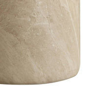 Vintara Round Fiberstone Side Table with Brushed Finish – Indoor & Outdoor Accent Table Stone Marble Side Table LeisureMod