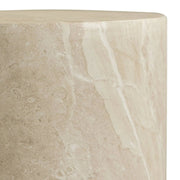 Vintara Round Fiberstone Side Table with Brushed Finish – Indoor & Outdoor Accent Table Stone Marble Side Table LeisureMod