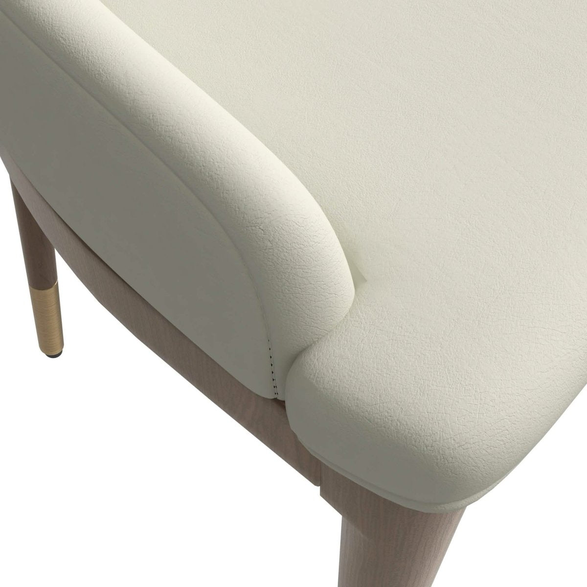 Viva Dining Side Chair Upholstered in Leather with Brown Rubberwood Legs Taupe Dining Chair Leisuremod