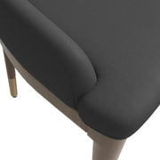 Viva Dining Side Chair Upholstered in Leather with Brown Rubberwood Legs Dark Grey Dining Chair Leisuremod