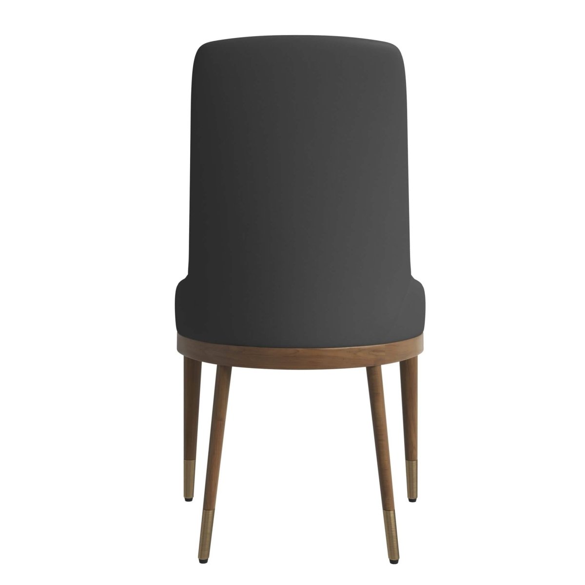 Viva Dining Side Chair Upholstered in Leather with Brown Rubberwood Legs Dark Grey Dining Chair Leisuremod