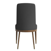 Viva Dining Side Chair Upholstered in Leather with Brown Rubberwood Legs Dark Grey Dining Chair Leisuremod