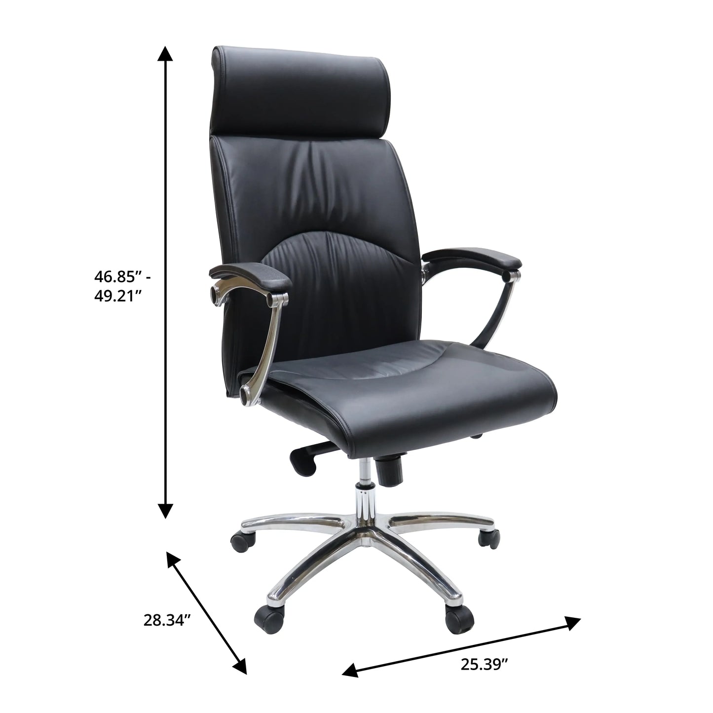 Vantage Leather Office Chair with Aluminum Base and Swivel, and Tilt - Elax Furniture