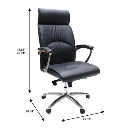 Vantage Leather Office Chair with Aluminum Base and Swivel, and Tilt - Elax Furniture