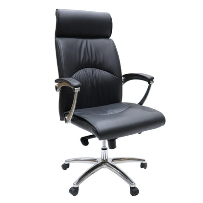 Vantage Leather Office Chair with Aluminum Base and Swivel, and Tilt - Elax Furniture
