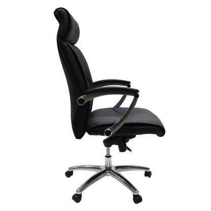 Vantage Leather Office Chair with Aluminum Base and Swivel, and Tilt - Elax Furniture