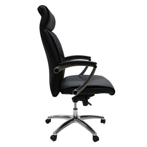 Vantage Leather Office Chair with Aluminum Base and Swivel, and Tilt