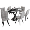 Voren 7-Piece Dining Set with 55" Rectangular Dining Table with Sintered Stone Top and Black Base and 6 Leather Dining Chairs
