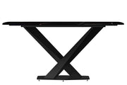 Voren 7-Piece Dining Set with 55" Rectangular Dining Table with Sintered Stone Top and Black Base and 6 Leather Dining Chairs - Elax Furniture