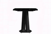 Voren 7-Piece Dining Set with 55" Rectangular Dining Table with Sintered Stone Top and Black Base and 6 Leather Dining Chairs - Elax Furniture