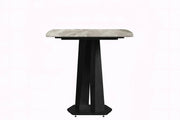 Voren 7-Piece Dining Set with 55" Rectangular Dining Table with Sintered Stone Top and Gold Base in Deep Grey and 6 Leather Dining Chairs - Elax Furniture