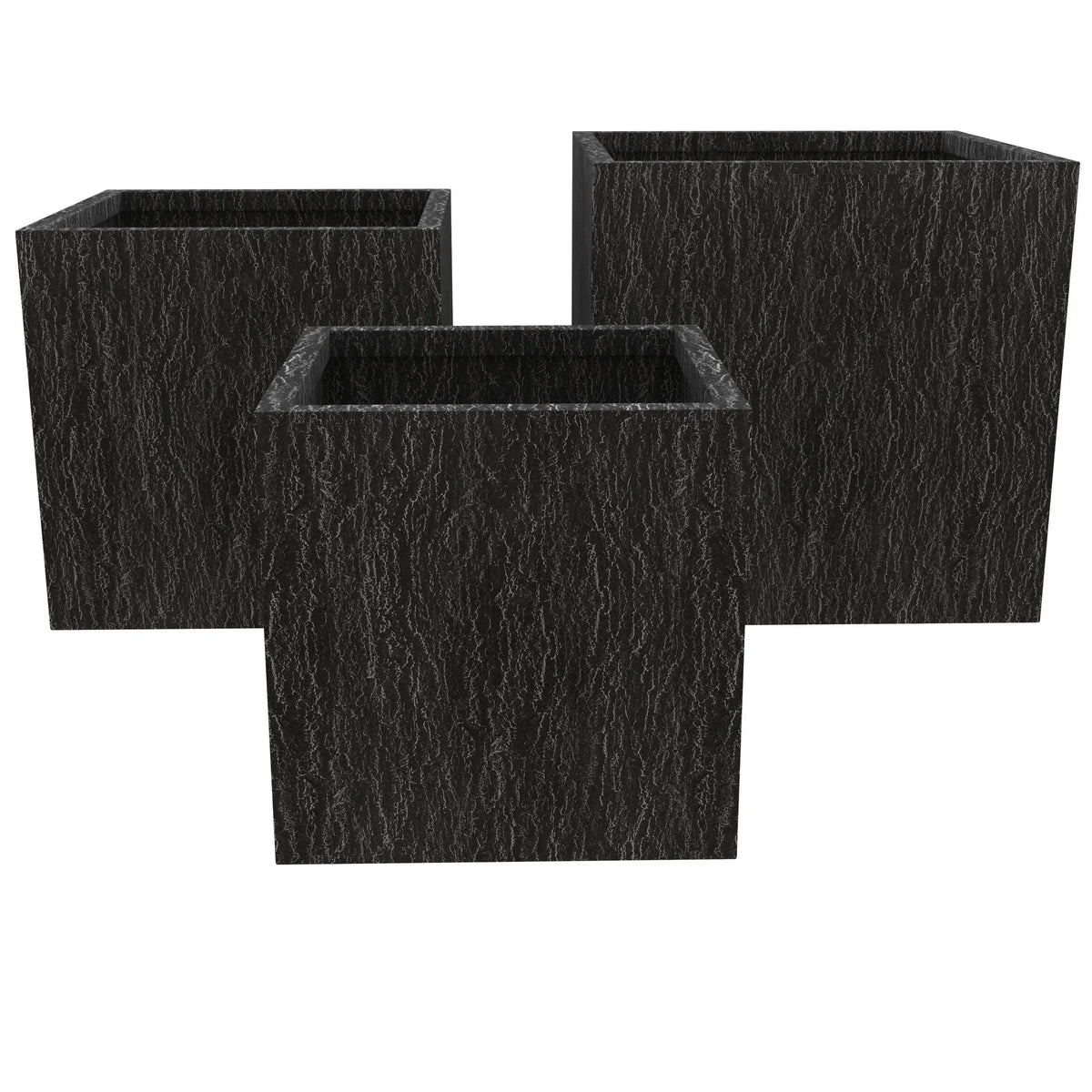 Verdura Modern 3 Piece Square Fiberstone and Clay Planter with Drainage Holes - Elax Furniture