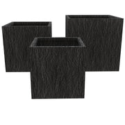 Verdura Modern 3 Piece Square Fiberstone and Clay Planter with Drainage Holes - Elax Furniture