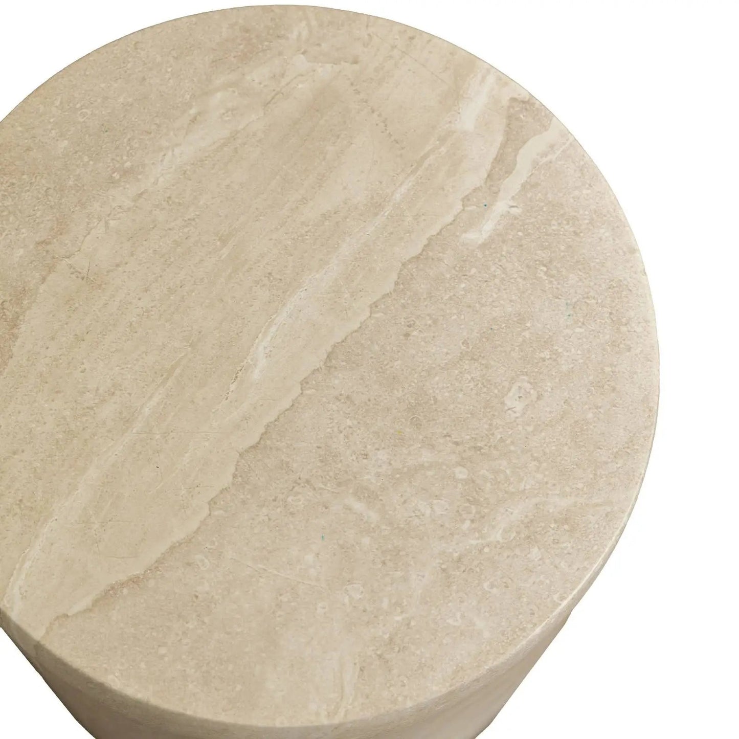 Vintara Round Fiberstone Side Table with Brushed Finish – Indoor & Outdoor Accent Table