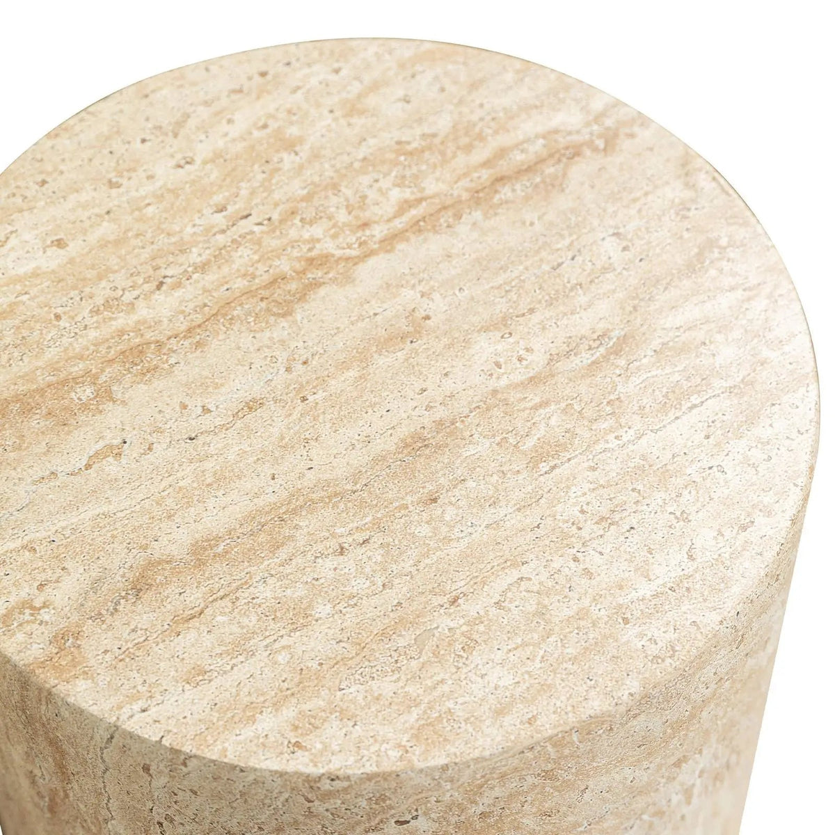 Vintara Round Fiberstone Side Table with Brushed Finish – Indoor & Outdoor Accent Table